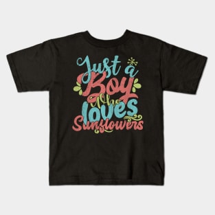 Just A Boy Who Loves Sunflowers Gift product Kids T-Shirt